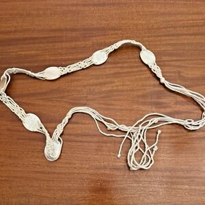 Vintage Boho Capiz Shell Macramé Belt – 55" – Natural Fiber, Beachy, Festival St